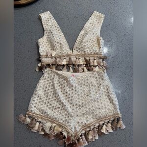 L'ATISTE Cream and Gold Bodysuit